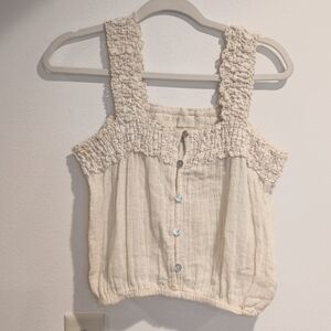 Cream Smocked Women's Top